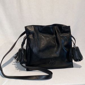 orYANY women’s genuine leather black purse with oversized tassels